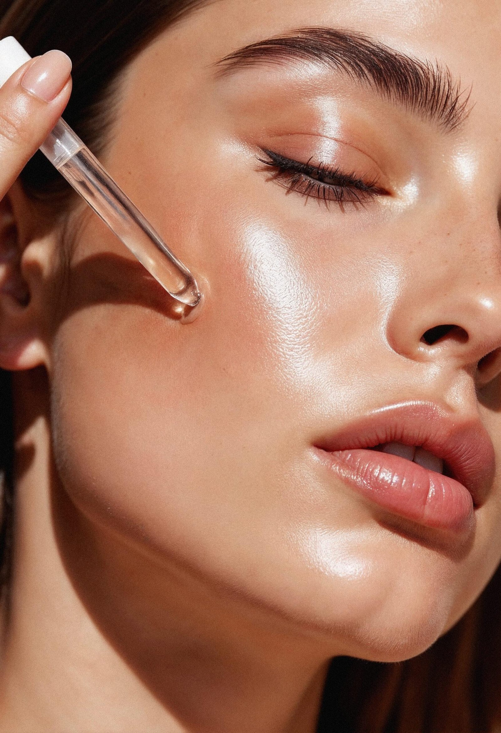 Minimal skincare flatlay with soft light